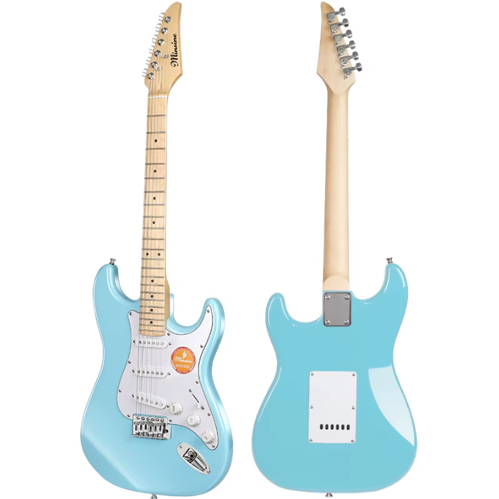 OEM ST Custom logo Baby Blue 6 Strings Electric Guitar for Sale and Students Guitar