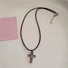Gothic Y2K Pink Cross Heart Pendant