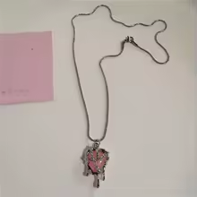 Gothic Y2K Pink Cross Heart Pendant