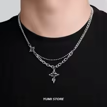 Punk Black Flame Cross Necklace