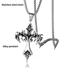 Flame Cross Pendant Necklace