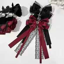 Dark Lace Bow Hair Accessory