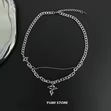 Punk Black Flame Cross Necklace