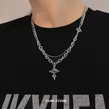 Punk Black Flame Cross Necklace