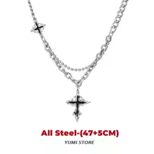 Punk Black Flame Cross Necklace
