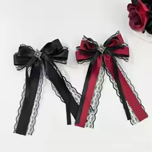 Dark Lace Bow Hair Accessory